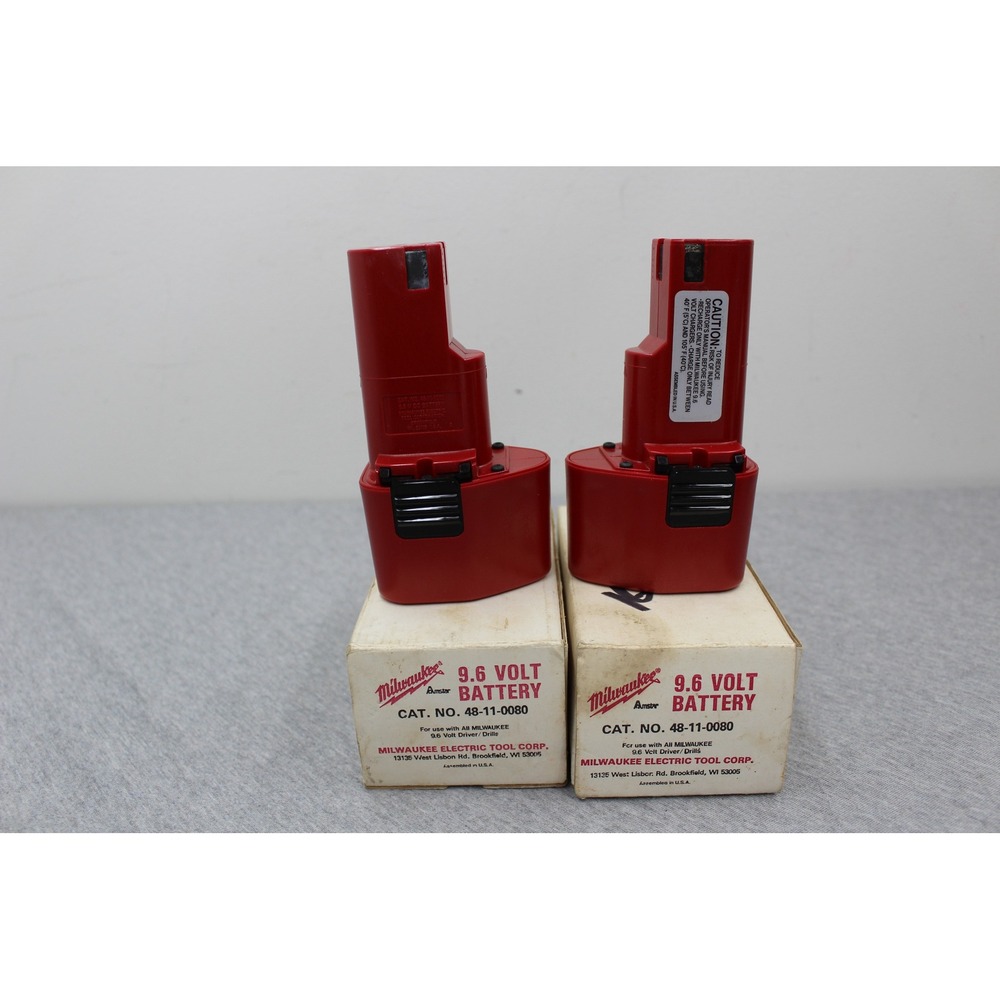 Milwaukee Battery 9.6V Red 48-11-0080 Amstar Drill Driver 2pk NOS